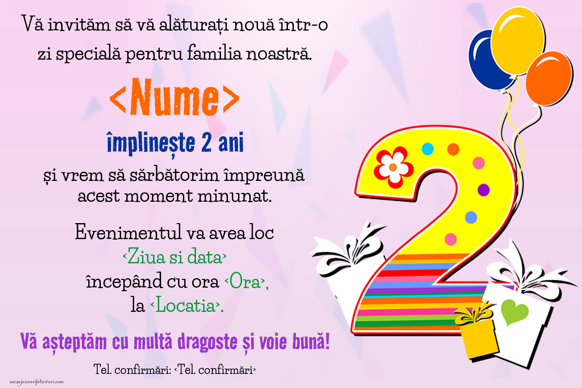 Invitatie Zi De Nastere 2 Ani