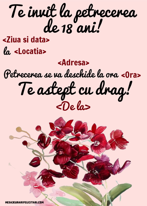 Pentru fete: Te invit la petrecerea de 18 ani! | Personalizare invitatii la Majorat - 18 ani