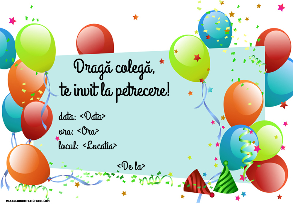 Invitație la petrecere pentru colegă | Personalizare invitatii la zi de nastere