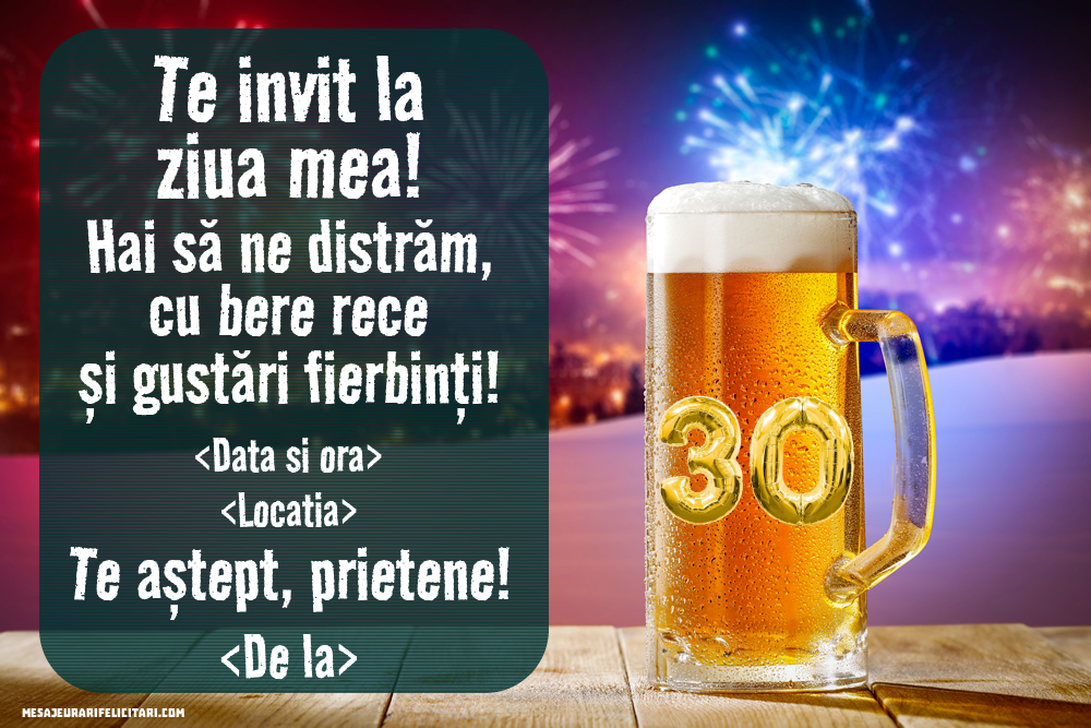 Invitație la o bere pentru aniversarea de 30 de ani | Personalizare invitatii la zi de nastere