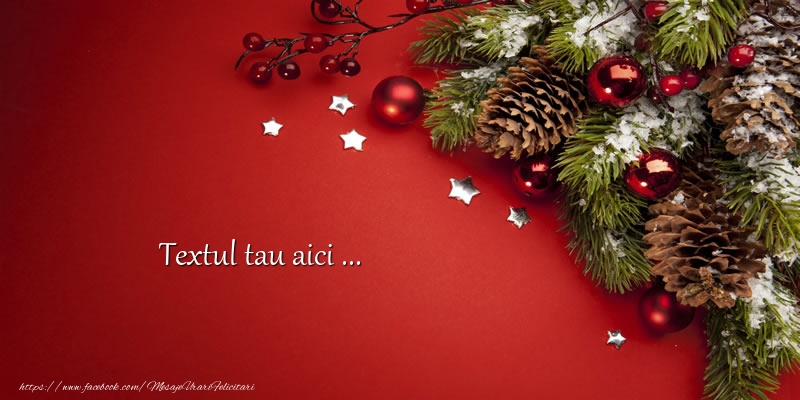 Personalizare felicitari cu text de Anul Nou | Imagine de Sarbatori cu globuri si brad