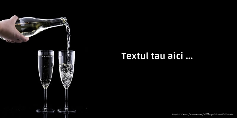Personalizare felicitari cu text de Anul Nou | Sampanie in pahare
