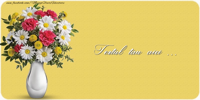 Personalizare felicitari cu text de buna seara | Imagine cu vază cu flori pe fundal verde