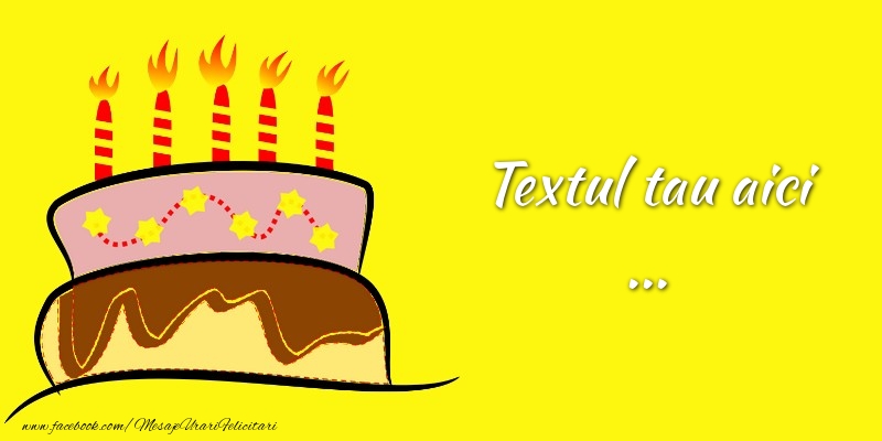 Personalizare felicitari cu text pentru copii | Felicitare cu tort si lumânări
