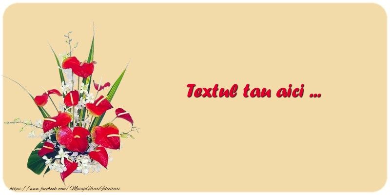 Personalizare felicitari cu text de Sfântul Daniel | Imagine cu buchet de flori rosii pe fundal bej