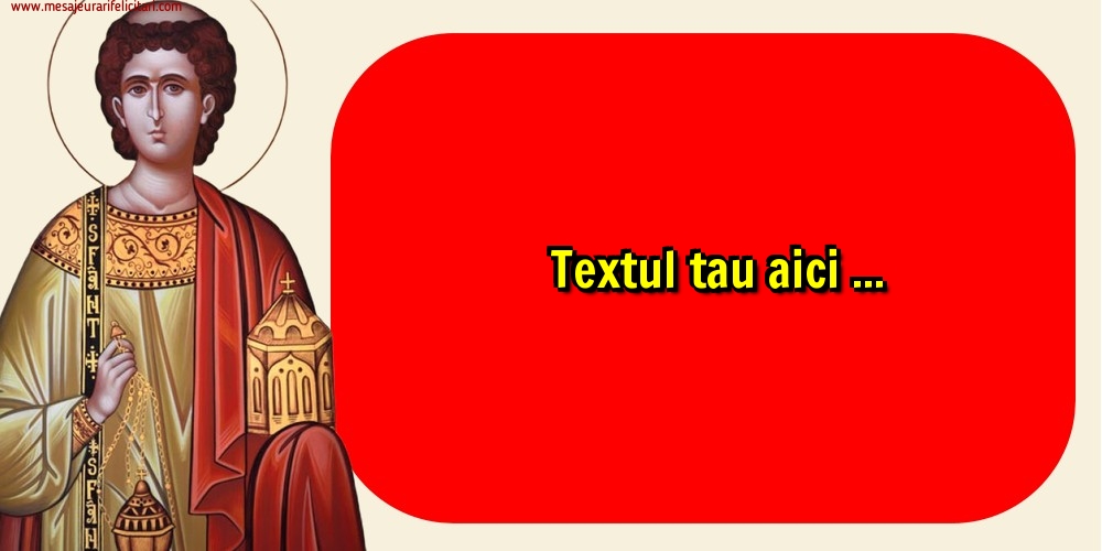 Personalizare felicitari cu text de Sfântul Ștefan | Imagine cu Sfantul Stefan si chenar rosu pentru text