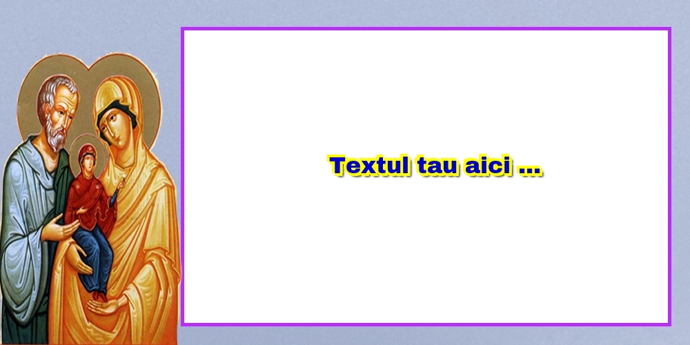 Personalizare felicitari cu text de Sfintii Ioachim si Ana | Imagine cu sfinții Ioachim și Ana pe fundal alb cu bordura albastra