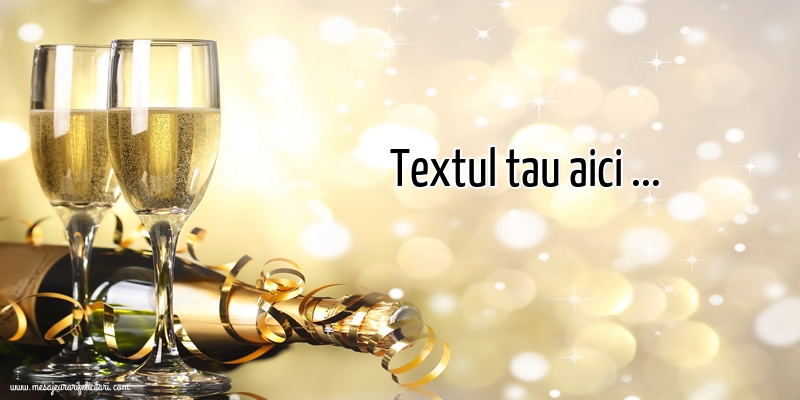 Personalizare felicitari cu text de zi de nastere | Sampanie cu pahare