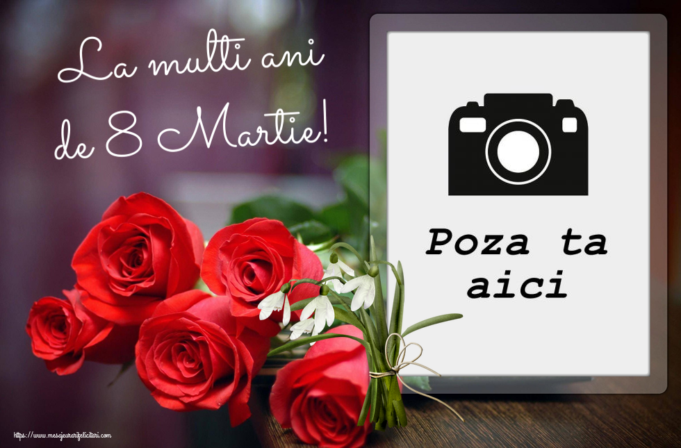 Personalizare felicitari de Ziua femeii 8 martie | La multi ani de 8 Martie! - Rama foto ~ buchet cu 5 ghiocei