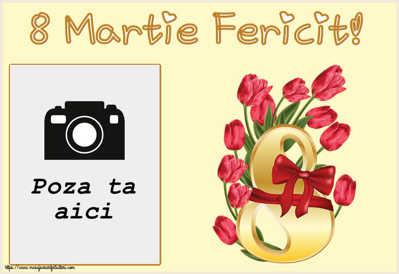 Personalizare felicitari de Ziua femeii 8 martie | 8 Martie Fericit! - Rama foto ~ 8 Martie cu garoafe