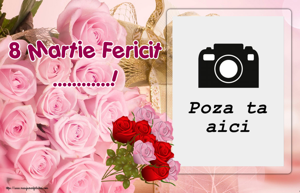 Personalizare felicitari de Ziua femeii 8 martie | 8 Martie Fericit ...! - Rama foto ~ nouă trandafiri
