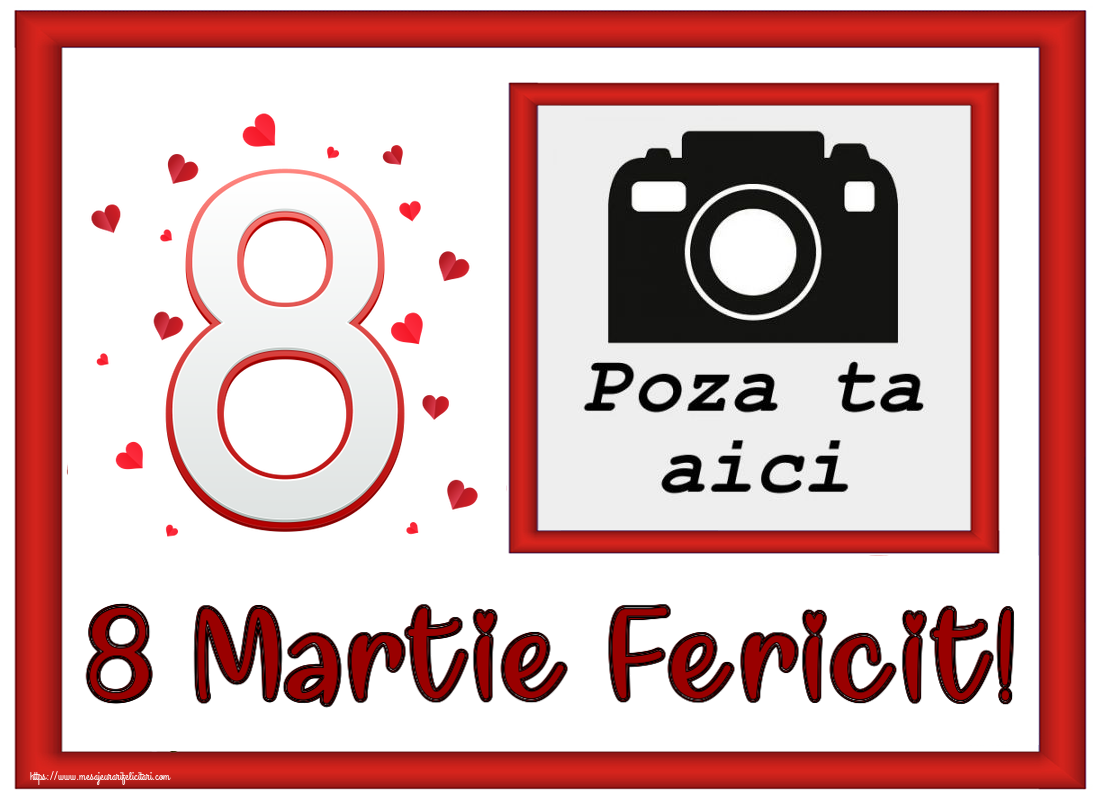 Personalizare felicitari de Ziua femeii 8 martie | 8 Martie Fericit! - Personalizeaza cu poza ta de profil facebook ~ cifra 8 cu inimoare