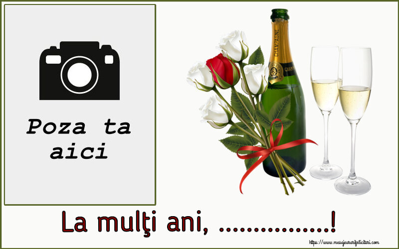 Personalizare felicitari de Sfanta Maria Mare | Rama foto - 4 trandafiri albi și unul roșu
