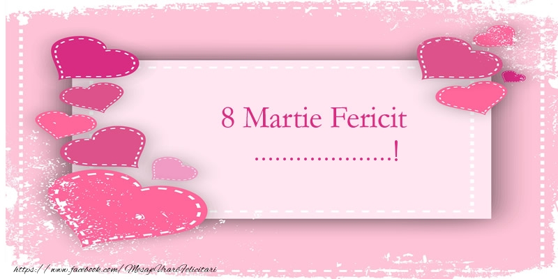 Personalizare felicitari de Ziua femeii 8 martie | 8 Martie Fericit ...! - inimioare pe fundal roz