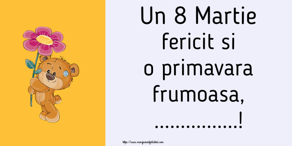 Personalizare felicitari de Ziua femeii 8 martie | Un 8 Martie fericit si o primavara frumoasa, ...!