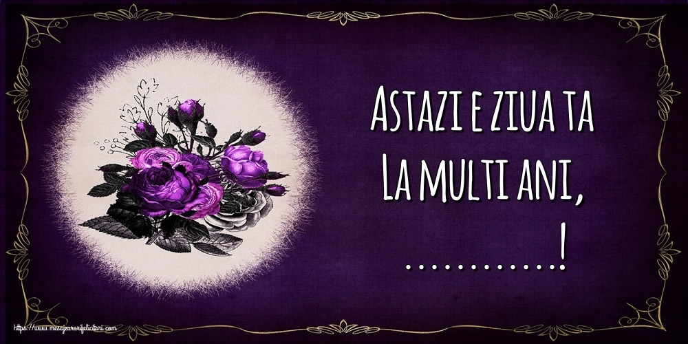 Personalizare felicitari de la multi ani | La mulți ani personalizat cu pictură cu flori pe fundal violet