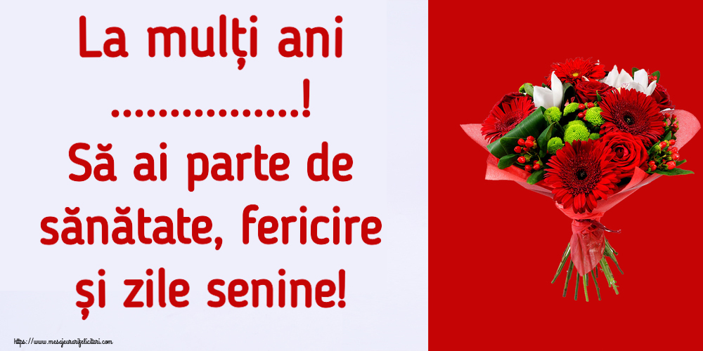 Personalizare felicitari de la multi ani | Buchet cu gerbere - La mulți ani ...!
