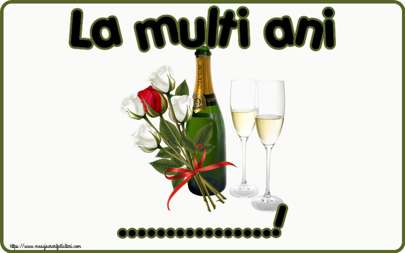 Personalizare felicitari de la multi ani | Felicitare personalizată de la mulți ani cu 4 trandafiri albi și unul roșu