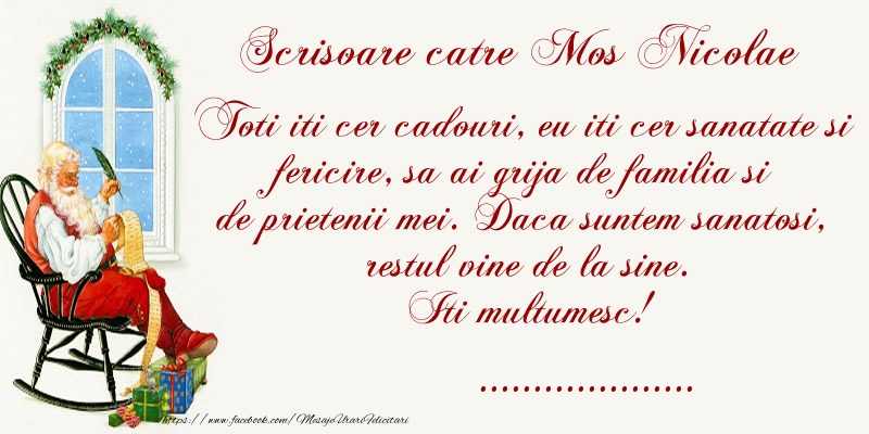 Personalizare felicitari de Mos Nicolae | Scrisoare catre Mos Nicolae! Iti Multumesc! ...