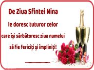 Personalizare felicitari de Sfânta Nina | De Ziua Sfintei Nina le doresc tuturor celor care își sărbătoresc ziua numelui să fie fericiți și împliniți! ...