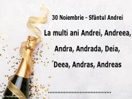 Personalizare felicitari de Sfantul Andrei | 30 Noiembrie - Sfântul Andrei La multi ani Andrei, Andreea, Andra, Andrada, Deia, Deea, Andras, Andreas ...!
