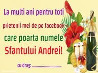Personalizare felicitari de Sfantul Andrei | La multi ani pentru toti prietenii mei de pe facebook care poarta numele Sfantului Andrei! ...!