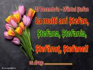 Personalizare felicitari de Sfântul Ștefan | 27 Decembrie - Sfântul Ștefan La multi ani Ștefan, Ștefana, Ștefania, Ștefănuț, Ștefanel! ...