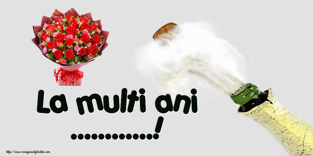 Personalizare felicitari de zi de nastere | Șampanie & trandafiri roșii și garoafe