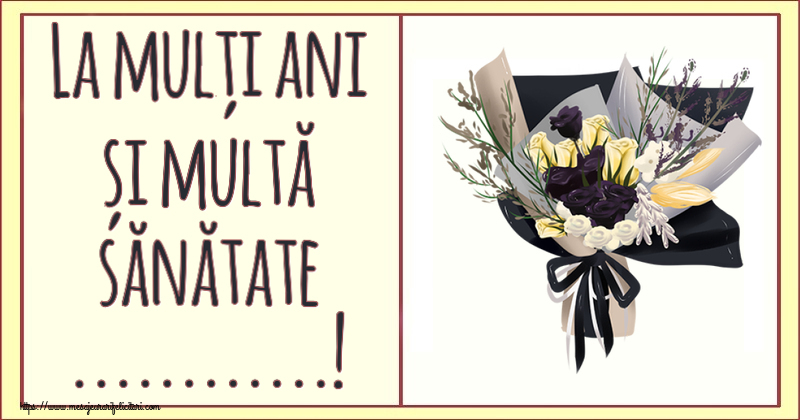 Personalizare felicitari de zi de nastere | De ziua ta cu buchet de flori desenat