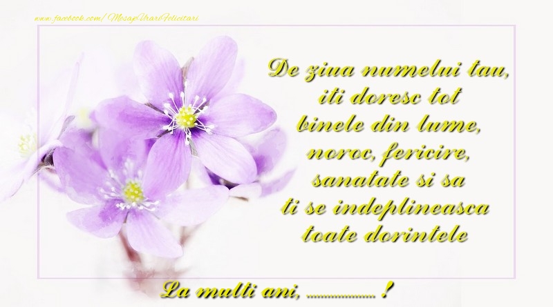 Personalizare felicitari de Ziua Numelui | La multi ani ..., de ziua numelui