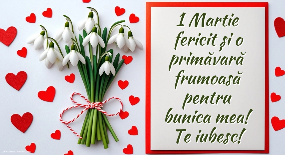 Imagini cu felicitări de 1 Martie pentru Bunică: Ghiocei