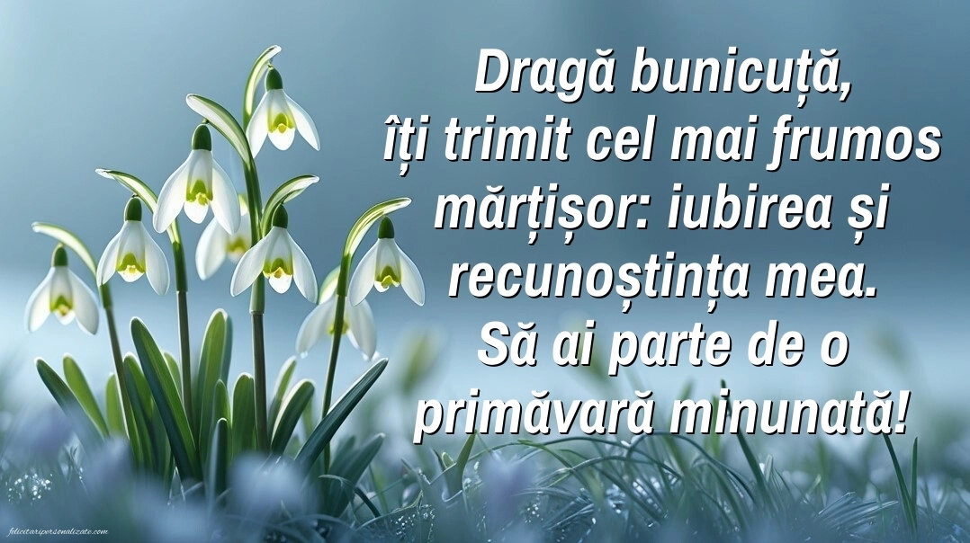 Imagini cu felicitări de 1 Martie pentru Bunică: Ghiocei