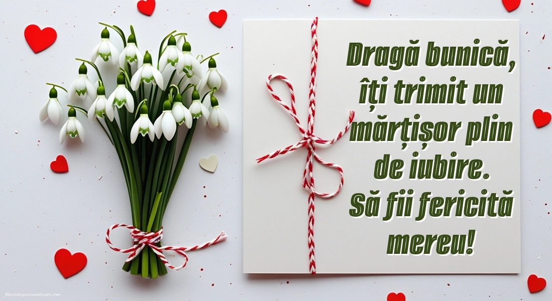 Imagini cu felicitări de 1 Martie pentru Bunică: Ghiocei