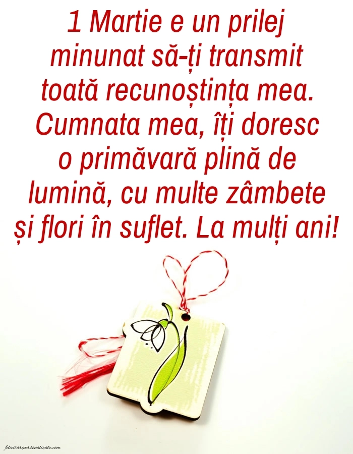 Imagini cu felicitări de 1 Martie pentru Cumnată: Ghiocei