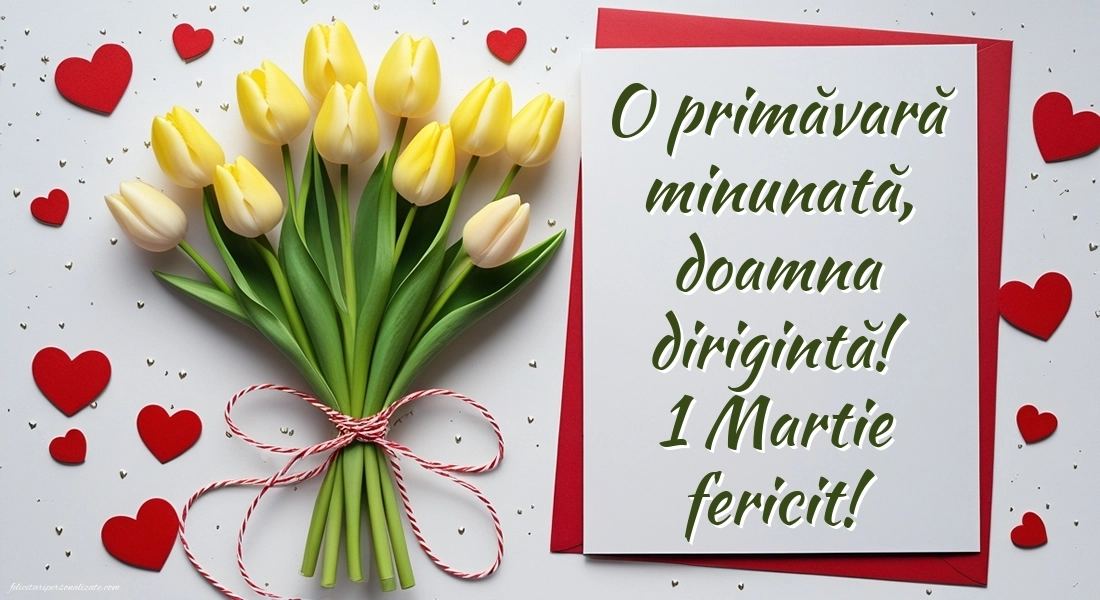 Imagini cu felicitări de 1 Martie pentru Dirigintă: Lalele