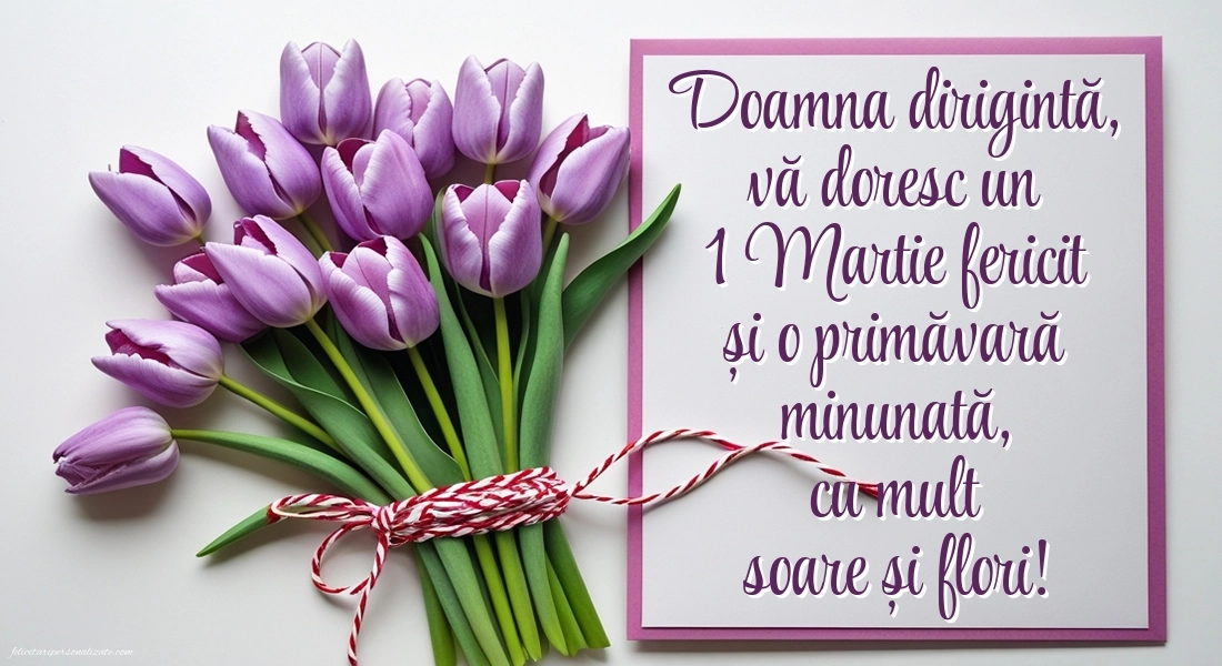 Imagini cu felicitări de 1 Martie pentru Dirigintă: Lalele