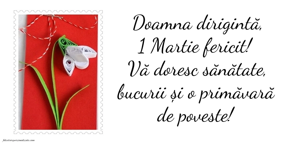 Imagini cu felicitări de 1 Martie pentru Dirigintă: Mărțișor