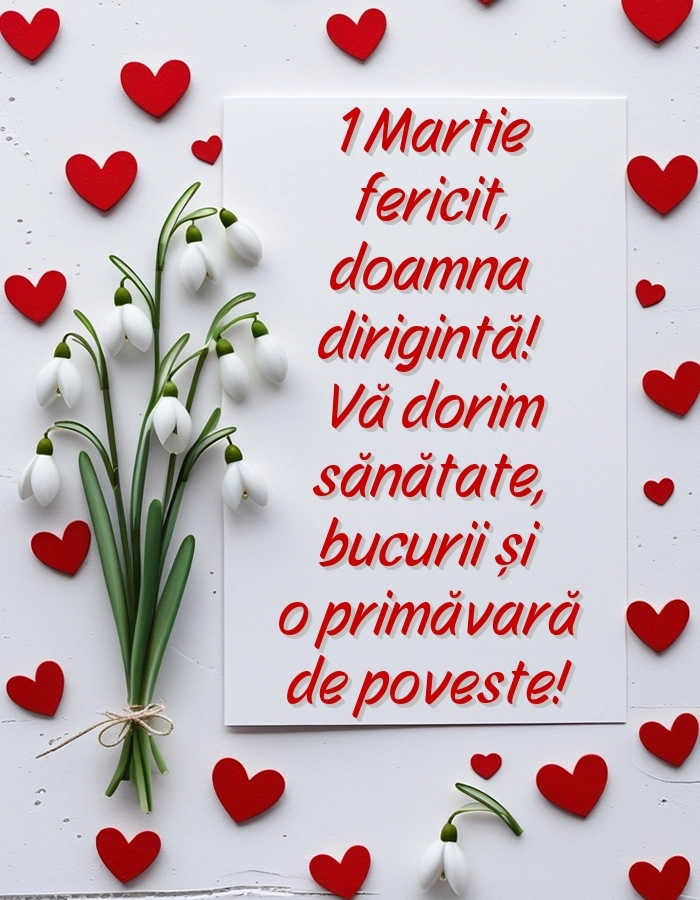Imagini cu felicitări de 1 Martie pentru Dirigintă: Ghiocei