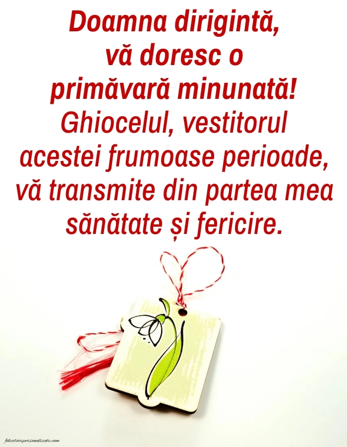 Imagini cu felicitări de 1 Martie pentru Dirigintă: Ghiocei