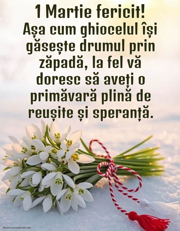 Imagini cu felicitări de 1 Martie pentru Dirigintă: Ghiocei