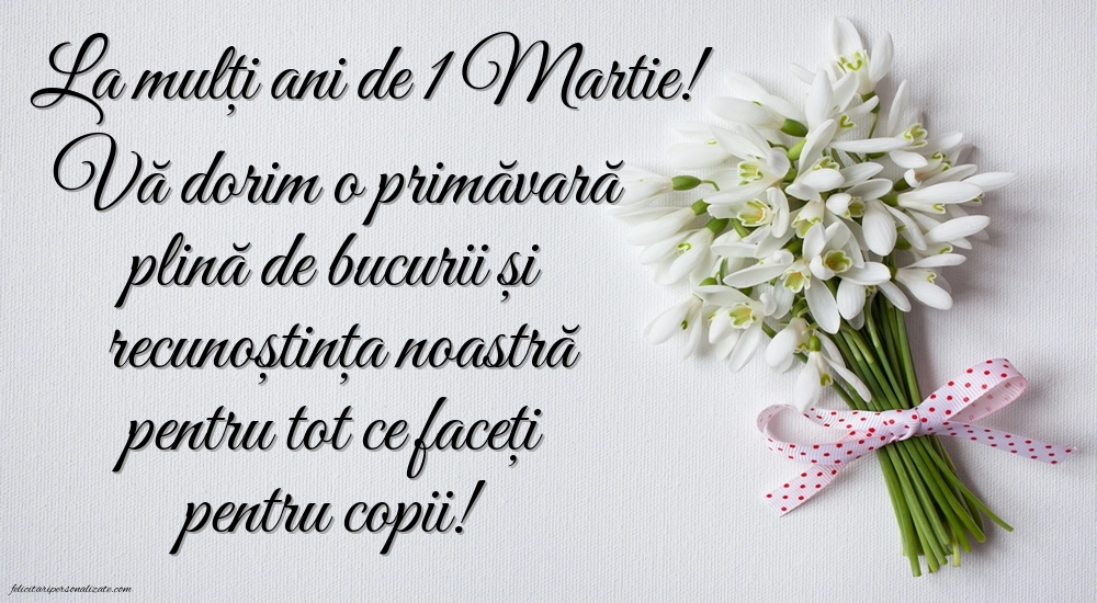 Imagini cu felicitări de 1 Martie pentru Educatoare: Ghiocei