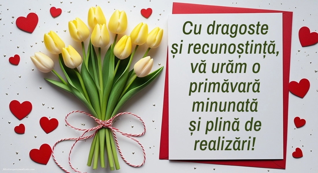 Imagini cu felicitări de 1 Martie pentru Educatoare: Lalele