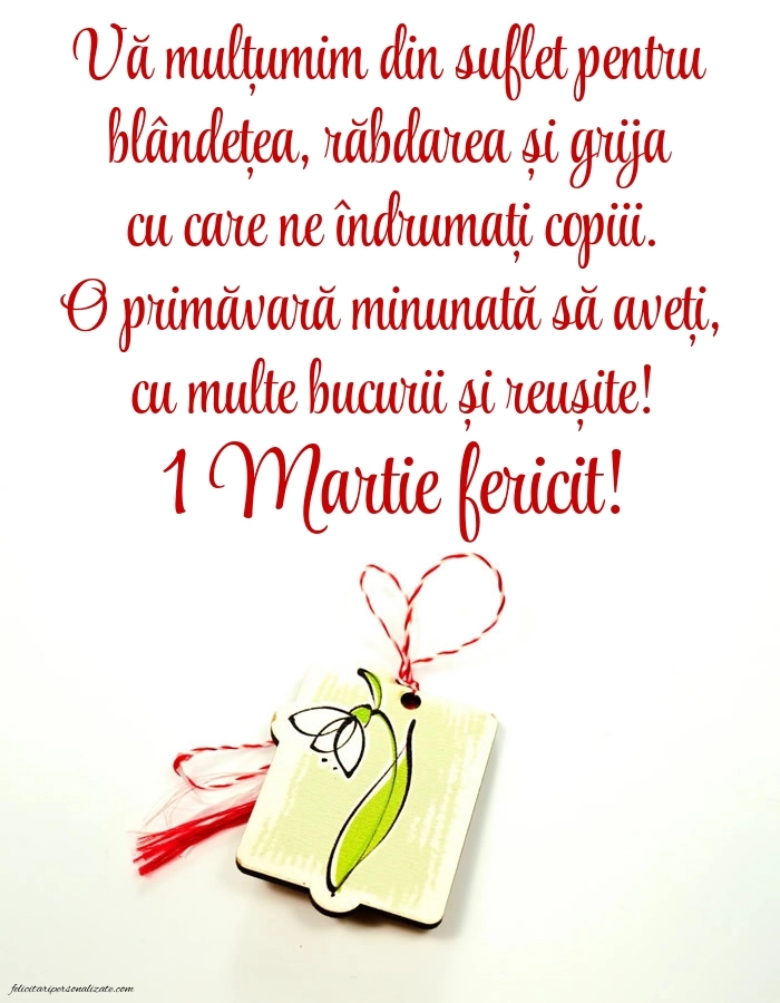 Imagini cu felicitări de 1 Martie pentru Educatoare: Ghiocei