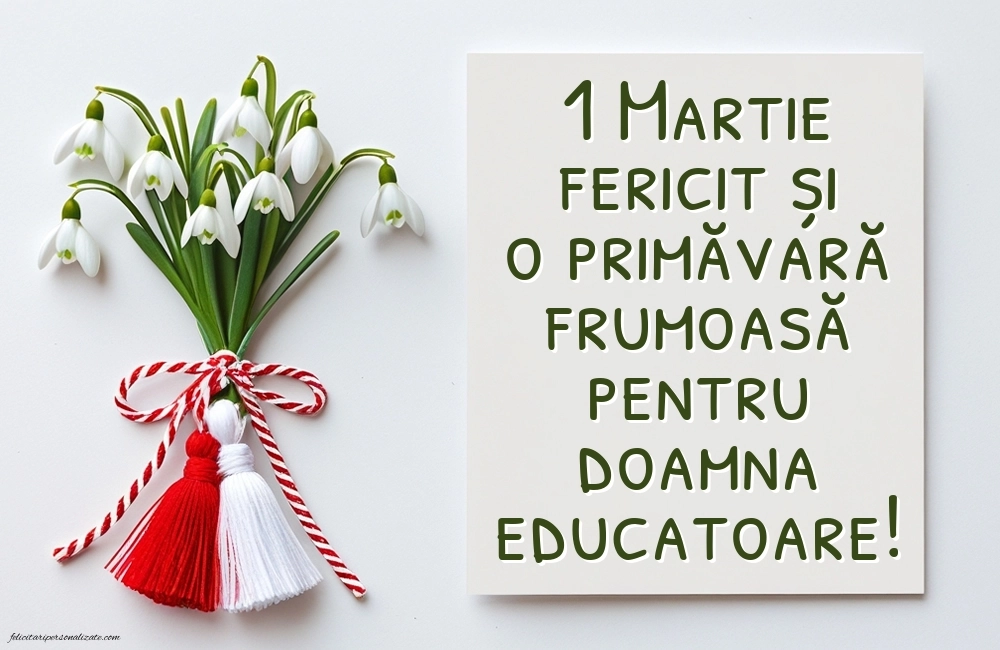 Imagini cu felicitări de 1 Martie pentru Educatoare: Ghiocei