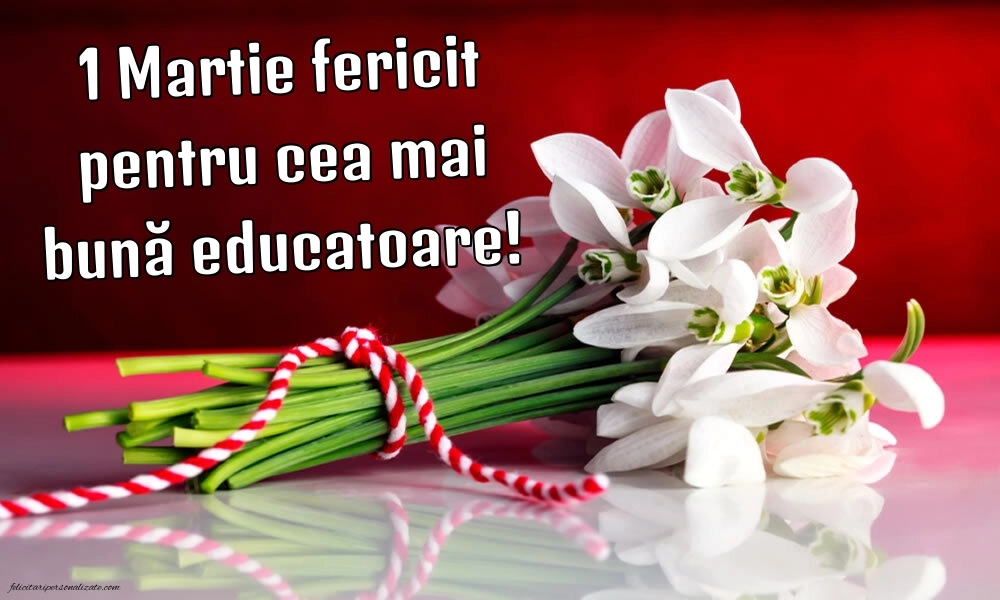 Imagini cu felicitări de 1 Martie pentru Educatoare: Ghiocei
