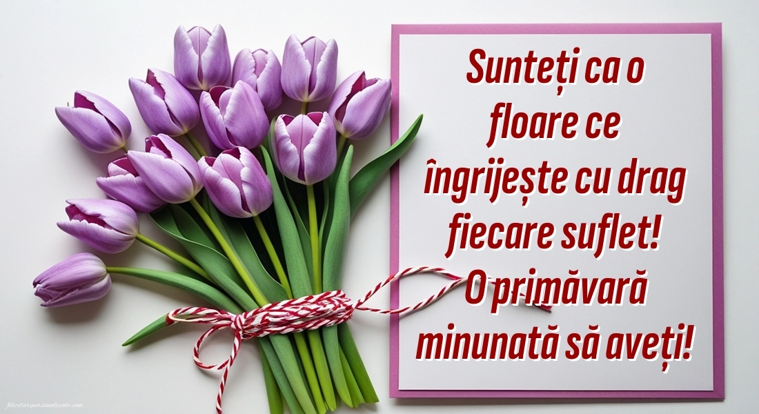 Imagini cu felicitări de 1 Martie pentru Educatoare: Lalele