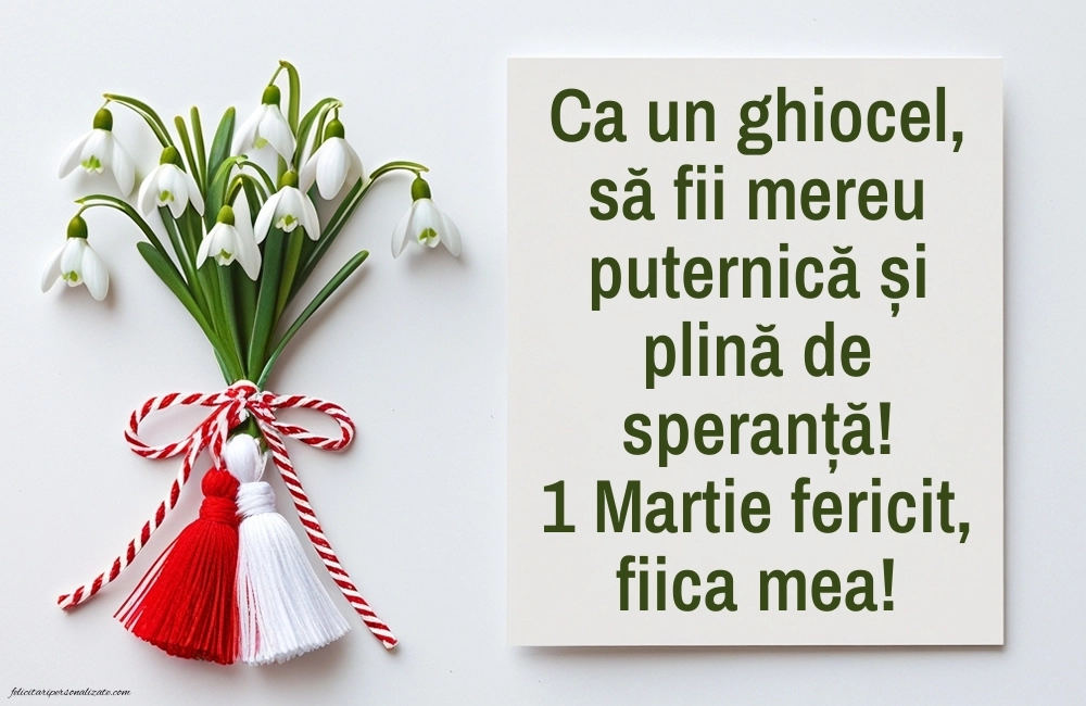 Imagini cu felicitări de 1 Martie pentru Fiică: Ghiocei