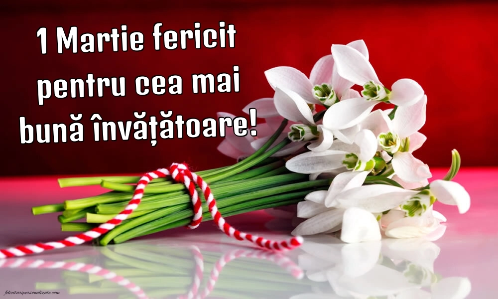 Imagini cu felicitări de 1 Martie pentru Învățătoare: Ghiocei
