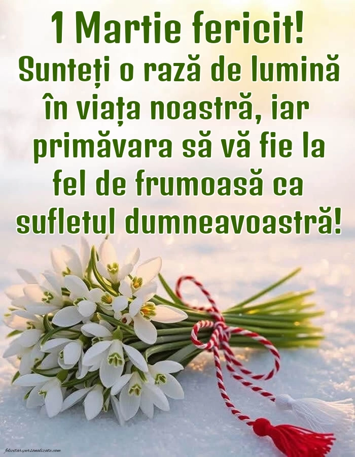 Imagini cu felicitări de 1 Martie pentru Învățătoare: Ghiocei