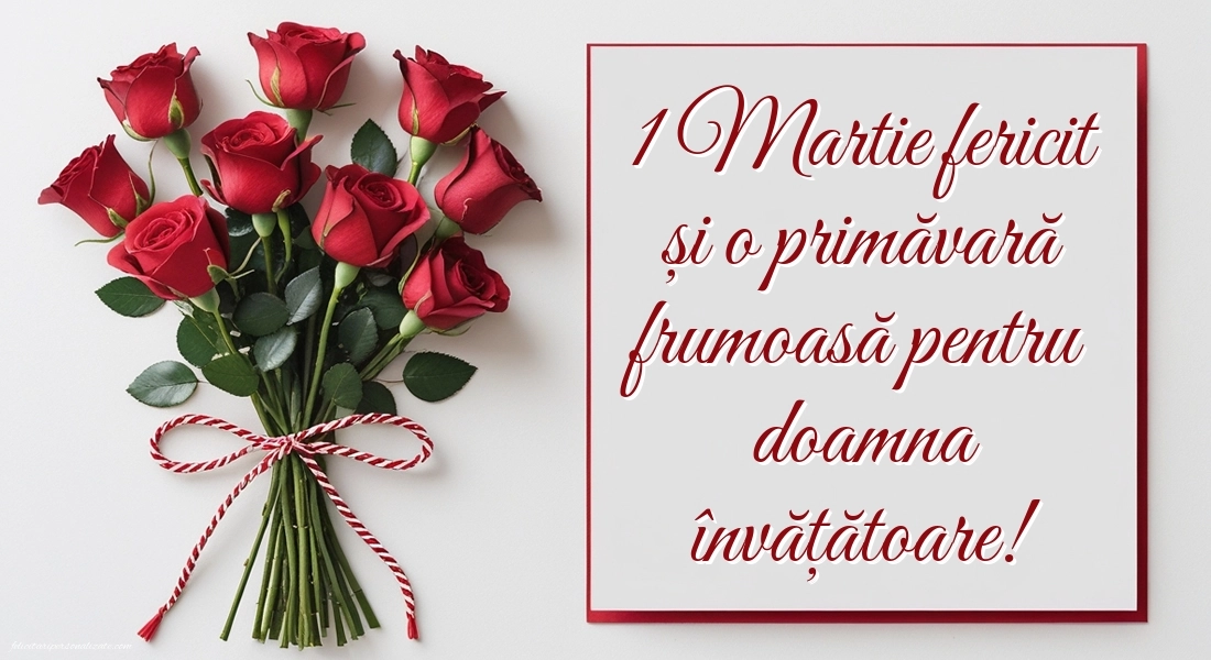 Imagini cu felicitări de 1 Martie pentru Învățătoare: Trandafiri